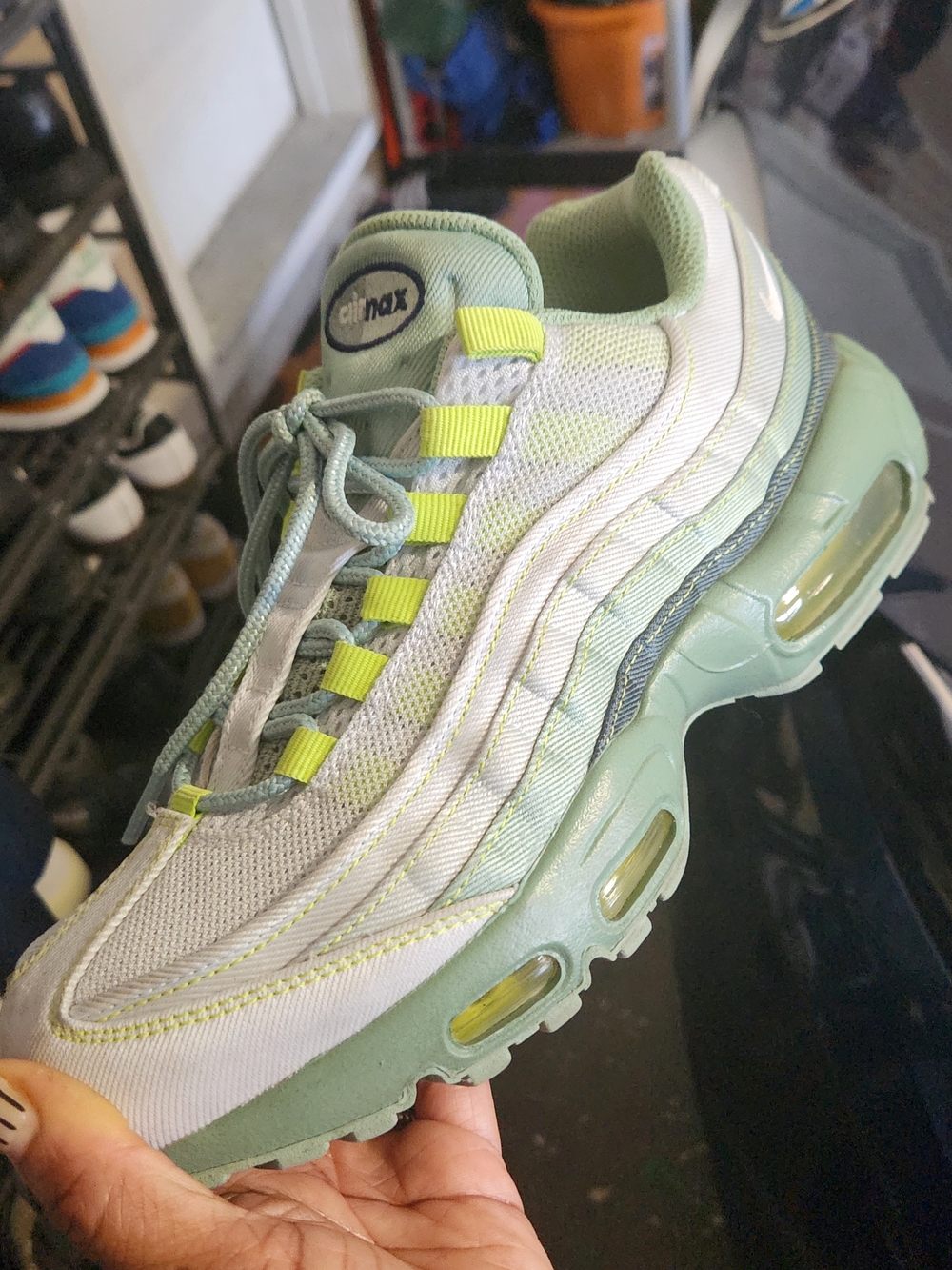 Nike Women’s Air Max Sneakers in Sage Green with Neon Yellow Accents